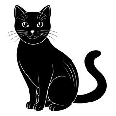 black cat silhouette, cat vector illustration, pet vector art, cats silhouette, black cat vector icon, eps, cartoon black cat