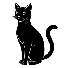black cat silhouette, cat vector illustration, pet vector art, cats silhouette, black cat vector icon, eps, cartoon black cat