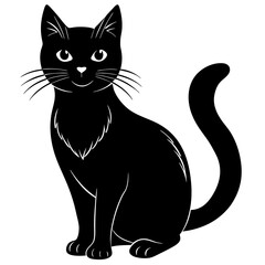black cat silhouette, cat vector illustration, pet vector art, cats silhouette, black cat vector icon, eps, cartoon black cat