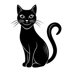 black cat silhouette, cat vector illustration, pet vector art, cats silhouette, black cat vector icon, eps, cartoon black cat