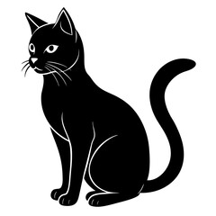 black cat silhouette, cat vector illustration, pet vector art, cats silhouette, black cat vector icon, eps, cartoon black cat