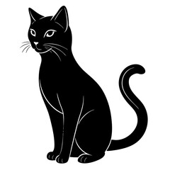 black cat silhouette, cat vector illustration, pet vector art, cats silhouette, black cat vector icon, eps, cartoon black cat