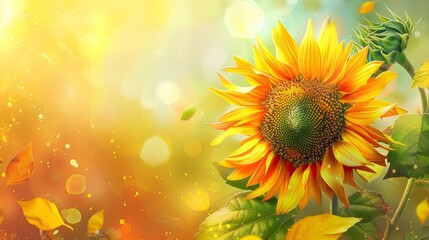Obraz premium Sunshine background with sunflower details 