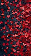 Valentines day background banner - abstract panorama background with red hearts