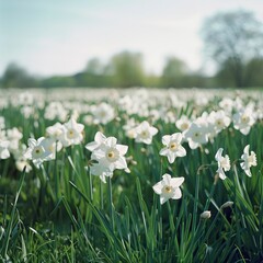 White daffodils (Narcissus papyraceus) in spring