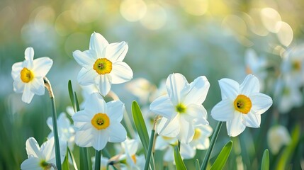 White daffodils (Narcissus papyraceus) in spring