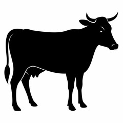 Black silhouette of a cow, cow vector illustration, pet vector art, cows silhouette, animal vector icon, eps, Cartoon cow