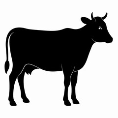 Black silhouette of a cow, cow vector illustration, pet vector art, cows silhouette, animal vector icon, eps, Cartoon cow