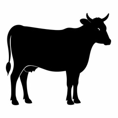 Black silhouette of a cow, cow vector illustration, pet vector art, cows silhouette, animal vector icon, eps, Cartoon cow