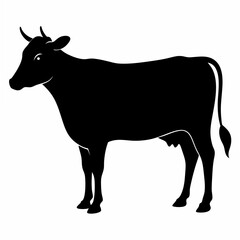 Black silhouette of a cow, cow vector illustration, pet vector art, cows silhouette, animal vector icon, eps, Cartoon cow