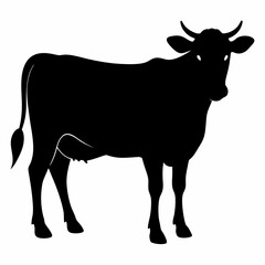Black silhouette of a cow, cow vector illustration, pet vector art, cows silhouette, animal vector icon, eps, Cartoon cow
