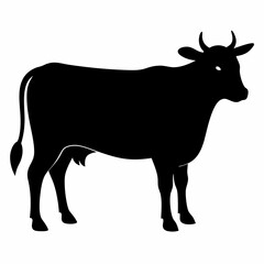 Black silhouette of a cow, cow vector illustration, pet vector art, cows silhouette, animal vector icon, eps, Cartoon cow