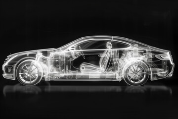 Naklejka premium X-ray of car chassis on black background