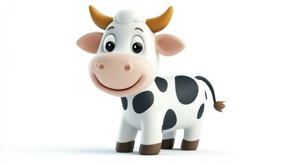 Fototapeta premium Cute Cartoon Cow with Big Eyes