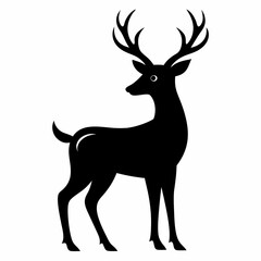 deer illustration, deer vector illustration, pet vector art, deers silhouette, animal vector icon, eps, Cartoon deer