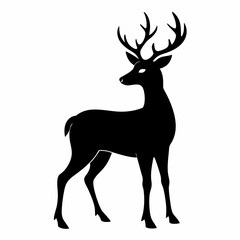 deer illustration, deer vector illustration, pet vector art, deers silhouette, animal vector icon, eps, Cartoon deer