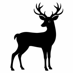 deer illustration, deer vector illustration, pet vector art, deers silhouette, animal vector icon, eps, Cartoon deer