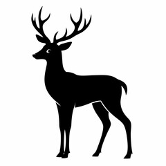 deer illustration, deer vector illustration, pet vector art, deers silhouette, animal vector icon, eps, Cartoon deer