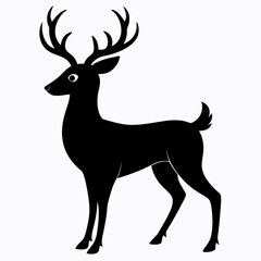 Obraz premium deer illustration, deer vector illustration, pet vector art, deers silhouette, animal vector icon, eps, Cartoon deer