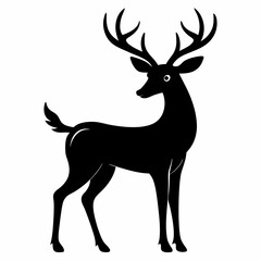 deer illustration, deer vector illustration, pet vector art, deers silhouette, animal vector icon, eps, Cartoon deer