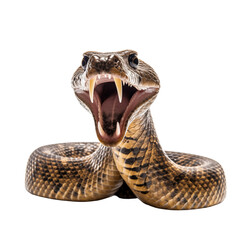 Close-Up Of Hissing Snake With Open Mouth On Transparent Background