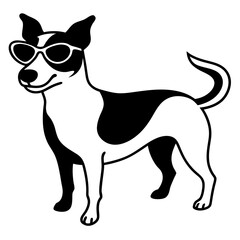 Dog with sunglasses, dog vector illustration, pet vector art, dogs silhouette, animal vector icon, eps, A Jack Russell terrier dog wearing sunglasses
