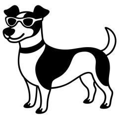 Dog with sunglasses, dog vector illustration, pet vector art, dogs silhouette, animal vector icon, eps, A Jack Russell terrier dog wearing sunglasses