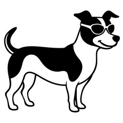 Dog with sunglasses, dog vector illustration, pet vector art, dogs silhouette, animal vector icon, eps, A Jack Russell terrier dog wearing sunglasses