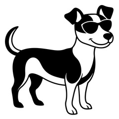 Dog with sunglasses, dog vector illustration, pet vector art, dogs silhouette, animal vector icon, eps, A Jack Russell terrier dog wearing sunglasses