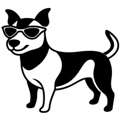 Dog with sunglasses, dog vector illustration, pet vector art, dogs silhouette, animal vector icon, eps, A Jack Russell terrier dog wearing sunglasses