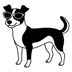 Dog with sunglasses, dog vector illustration, pet vector art, dogs silhouette, animal vector icon, eps, A Jack Russell terrier dog wearing sunglasses