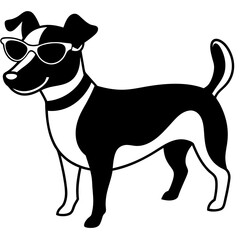 Dog with sunglasses, dog vector illustration, pet vector art, dogs silhouette, animal vector icon, eps, A Jack Russell terrier dog wearing sunglasses