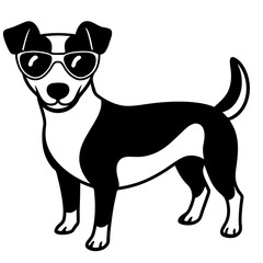 Dog with sunglasses, dog vector illustration, pet vector art, dogs silhouette, animal vector icon, eps, A Jack Russell terrier dog wearing sunglasses