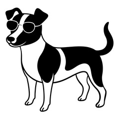 Dog with sunglasses, dog vector illustration, pet vector art, dogs silhouette, animal vector icon, eps, A Jack Russell terrier dog wearing sunglasses