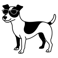 Dog with sunglasses, dog vector illustration, pet vector art, dogs silhouette, animal vector icon, eps, A Jack Russell terrier dog wearing sunglasses