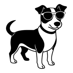 Dog with sunglasses, dog vector illustration, pet vector art, dogs silhouette, animal vector icon, eps, A Jack Russell terrier dog wearing sunglasses