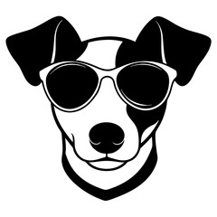 Dog with sunglasses, dog vector illustration, pet vector art, dogs silhouette, animal vector icon, eps, A Jack Russell terrier dog wearing sunglasses