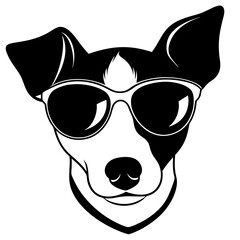 Dog with sunglasses, dog vector illustration, pet vector art, dogs silhouette, animal vector icon, eps, A Jack Russell terrier dog wearing sunglasses