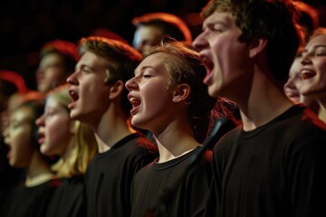 Fototapeta premium A group of people singing harmoniously together