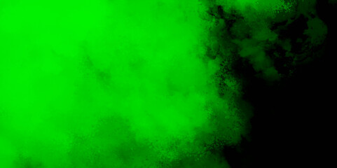 Abstract dynamic particles with soft green clouds on dark background. Green watercolor paper textured illustration with splashes, ,Green watercolor on paper background, abstract stone concrete.