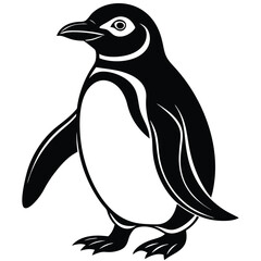 penguin on a white background silhouette vector illustration 
