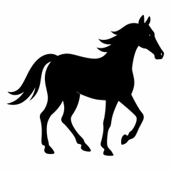 horse silhouette isolated on white, horse vector illustration, pet vector art, horses silhouette, animal vector icon, eps