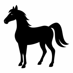 horse silhouette isolated on white, horse vector illustration, pet vector art, horses silhouette, animal vector icon, eps