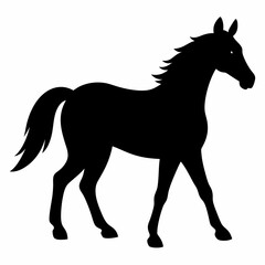 horse silhouette isolated on white, horse vector illustration, pet vector art, horses silhouette, animal vector icon, eps