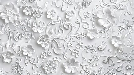 Cute silver floral pattern on a white background 
