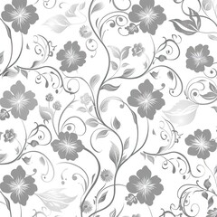 Cute silver floral pattern on a white background 