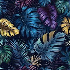 Dark pattern with exotic leaves