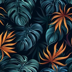 Dark pattern with exotic leaves