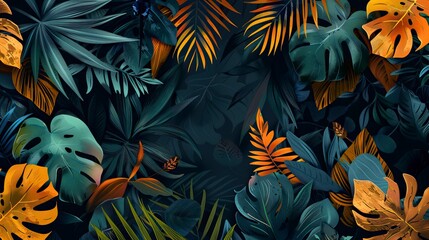 Dark pattern with exotic leaves