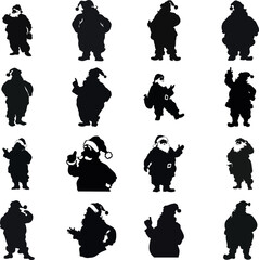 Festive Santa Claus Silhouette Carrying a Bag of Gifts